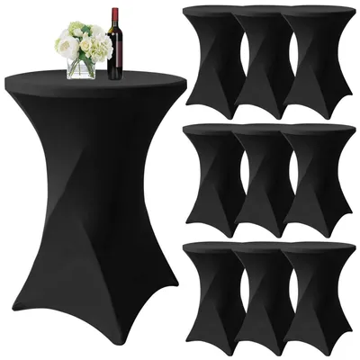 Produktbild von Stehtisch Husse 10er-Set Schwarz Elasthan für Bistrotisch Ø 80-85 cm 80x110 cm