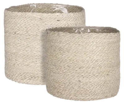 Productafbeelding van Mica Decorations Atlantic Plantenmand - Set van 2 - H26 x Ø30 cm - Crème