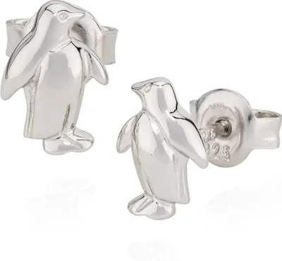 Produktbild von Paar kleine Ohrstecker Pinguin 925 Silber anlaufgeschützt 9x6mm Motiv Ohrringe