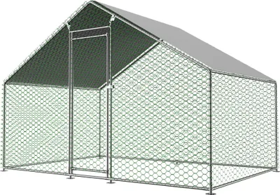 Productafbeelding van Metalen Kippenren 3x2x2 m - Waterdicht PE-Dak - Afsluitbare Deur - Volière