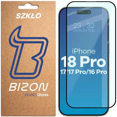 Produktbild von Szkło hartowane Bizon Glass Edge 2 do iPhone 16 Pro, czarna ramka