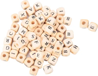 Produktbild von Holz Buchstaben Perlen, Holz Alphabet Buchstaben, Holz Englisch Buchstaben, quadratische Holzperlen, Schmuckherstellung Zubehör