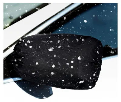 Produktbild von Spiegelabdeckung für Seitenspiegel - Frostschutz für Auto Rückspiegel - Schnee- und Eisschutz Zubehör in Universalgröße, Schwarz (2 Stück)