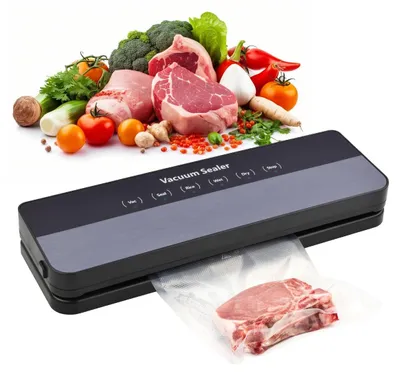 Immagine prodotto di Sigillatrice sottovuoto per alimenti - Sigillatrice con 10 sacchetti - 65 kPa - 5 in 1 - Nero