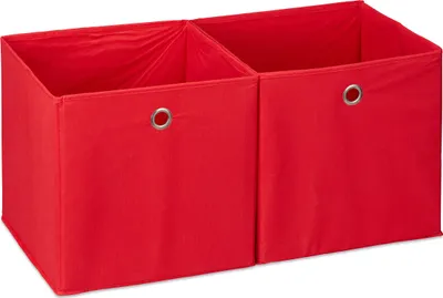 Produktbild von relaxdays 2 x Aufbewahrungsbox Stoff rot