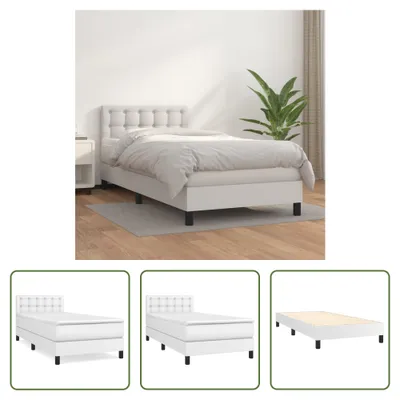 Produktbild von The Living Store Boxspringbett mit Matratze Weiß 90x190 cm Kunstleder