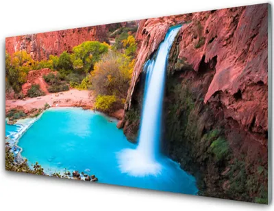 Produktbild von Acrylglasbilder 100x50 Wandbild Druck Wasserfall Gebirge Natur