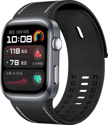 Produktbild von Strap-it Smartwatch Armband Hybrid - Leder/Silikonband - passend für die Huawei Watch D2 (schwarz)