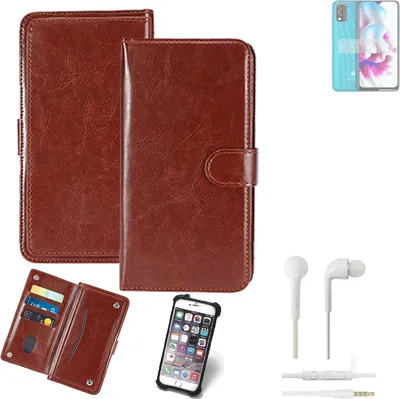 Produktbild von K-S-Trade 360° Hülle kompatibel mit BLU C7x inkl. Headphones braun Kunstleder Case BookCase WalletCase Kunstlederederhülle Handyhülle,