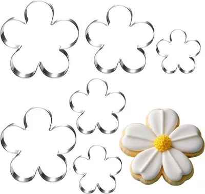 Productafbeelding van Set van 6 Bloemvormige Uitsteekvormen van Roestvrij Staal