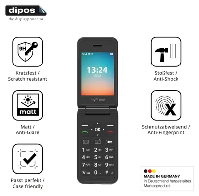 Produktbild von 2x Schutzfolie für MP myPhone Flip LTE matt - Anti-Shock 9H Folie dipos Glass Kunststoffglas