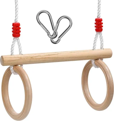 Produktbild von Kinderschaukel Trapezform, Holz, mit Gymnastikringen, für Garten