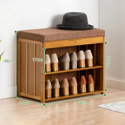 Produktbild von Schuhbank Schuhschrank Sitzbänke Schuhregal Bank mit Sitzkissen 60cm