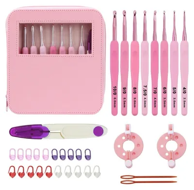 Immagine prodotto di INF Set uncinetti rosa gradiente acciaio TPR manico per maglioni 8 pezzi