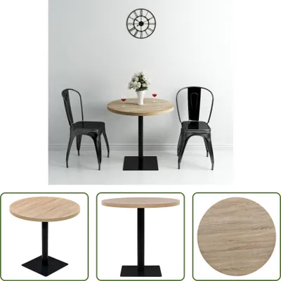 Obrázek produktu pro The Living Store Bistro stůl MDF a ocel kulatý 80 x 75 cm dubový vzhled