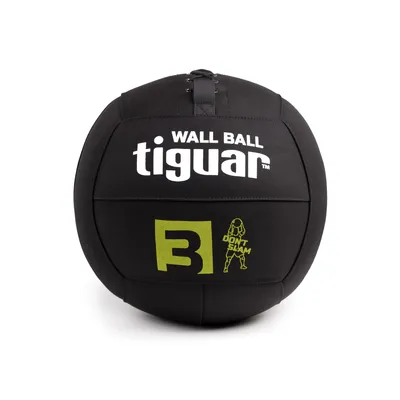 Image de tiguar Wall Ball 3 kg médecine-ball pour entraînement fonctionnel, cross-training, rééducation, diamètre 32 cm, antidérapant, noir