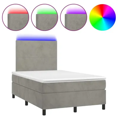 Produktbild von vidaXL Boxspringbett mit Matratze & LED Hellgrau 120x190 cm Samt