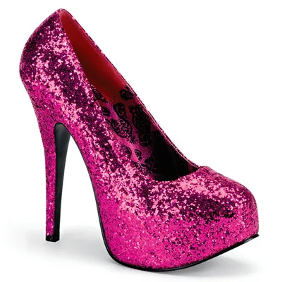 Produktbild von TEEZE-06GW Bordello Damen versteckter Plateaupumps extra Weite hotpink Glitter