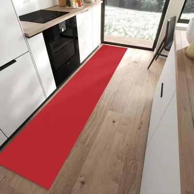 Produktbild von Küchenteppich 60x300cm rutschfest & abwischbar PVC Läufer - Weinroter Hintergrund III