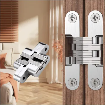 Obrázek produktu pro skrytý dveřní závěs, 2 kusy, 180° M60x13 sklopné dveře, skrytý dveřní závěs, skrytý dveřní závěs ze zinkové slitiny, křížový závěs z nerezové oceli (60 x 13 mm, stříbrný)