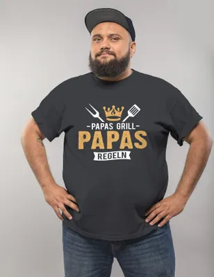 Produktbild von Herren T-Shirt Papas Grill Papas Regeln Geschenke für Väter Spruch lustig Vatertag Moonworks® anthrazit XL