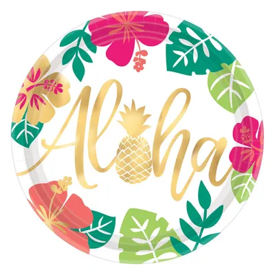 Produktbild von Amscan - Party-Teller "Aloha", Papier 8er-Pack SG33890 (Einheitsgröße) (Bunt)