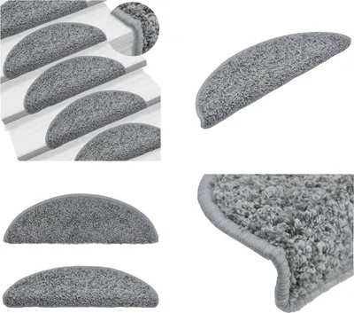 Produktbild von vidaXL Treppenmatten 15 Stk. Grau 56x17x3 cm - Treppenmatte - Treppenmatten - Stufenmatte - Stufenmatten
