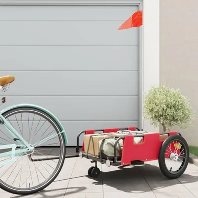 Image de Remorque pour vélos - Remorque de transport - Pour transporter les courses - Construction robuste - 124 x 645 cm - Rouge
