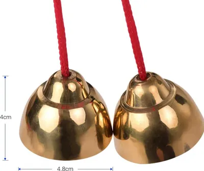 Produktbild von 1 Paar goldene Legierungsglocken, Percussion-Klopfglocken, Musikinstrument, Rhythmus-Spielzeug, Handspielzeug