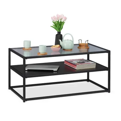 Obrázok produktu pre relaxdays 10026789_0 relaxdays Couchtisch Glas schwarz 90,0cm x 50,0cm x 42,0 cm
