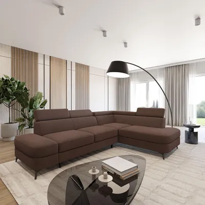Produktbild von Masseno Ecksofa AVISE Q R-S mit Schlaffunktion L-Form, Sofa mit Bettkasten, Wohnzimmersofa, Couch, Soffa, Bettsofa, Couchgarnitur- Braun, QUELLE 25