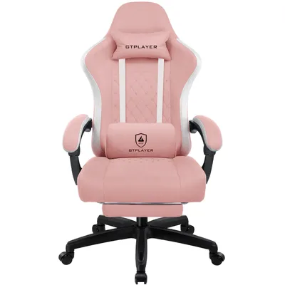 Produktbild von LUCKRACER Gaming Stuhl mit fußstütze Bürostuhl Ergonomisch mit verstellbare Lendenkissen, Kopfkissen Gaming Chair, Höhenverstellbarer Rosa