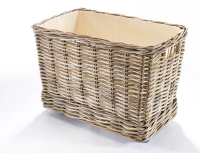 Produktbild von Kobolo Holzkorb Kaminholzwagen mit 4 Rollen für Kaminholz Rattan Innenfutter aus Leinen Feuerkorb Brennholzkorb Anschürrholz Ofenholzkorb Holzkorb