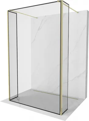 Produktbild von Mexen Kioto freistehende Duschwand 110 x 30 x 30 cm, schwarzes Muster, goldene - 800-110-030-222-50-70-030