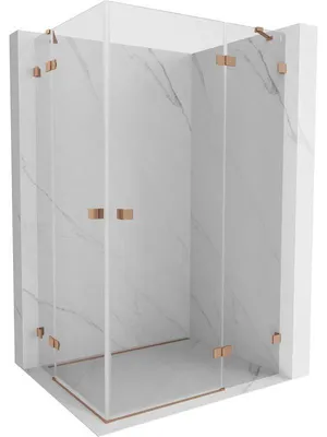 Obrázek produktu pro Mexen Lunar Duo sprchový kout s výklopnými dveřmi pravý 100 x 90 cm, průhledný, kartáčovaná měď - 834-100P-090L-65-00