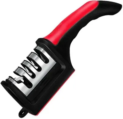 4-in-1 Messerschärfer, professionell, für Messer und Scheren, schwarz/rot