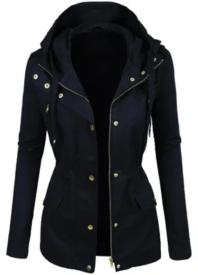 Produktbild von Prime Damen Parka Jacke Frauen Baumwoll Jacke Trenchcoat PK-02 (36 / M, 2NAVY)