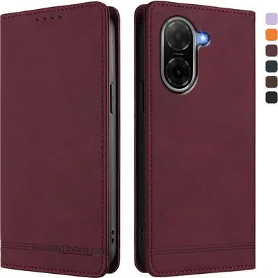 Image de Etui pour Xiaomi Redmi A5 4G, étui rétro en cuirPolyuréthaneavec support et fentes pour cartes de crédit Rouge
