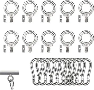 Produktbild von 10 Stück Kederstopper aus Edelstahl für 6 mm Kederrail mit 10 Karabinerhaken für Caravan und Camper