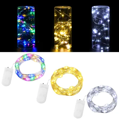 Obrázek produktu pro 3 kusy mini světelné řetězy s bateriemi, délka 2 metry, 20 LED diod, vhodné pro dekoraci interiéru a oslavy