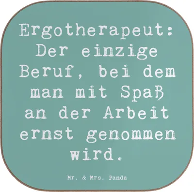 Produktbild von Mr. & Mrs. Panda Untersetzer für Gläser Spruch Ergotherapeut Geschenk - Meeresbrise - Alltagshelden, Berufspassion, Coaster, kognitive Beeinträchtigungen, Tassen, Beruf