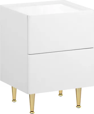Obrázok produktu pre WOLTU Nočný stolík s 2 zásuvkami, drevo PVC+kov, 35x51x40 cm, biely