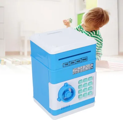 Obrázek produktu pro Elektronická pokladnička pro děti, kreslená mini pokladnička na mince s heslem, L, modrá