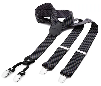 Productafbeelding van Bretels - Brede - 3,5 cm - 4 Y-vormige leren clips - Elastisch - Zwart en blauw