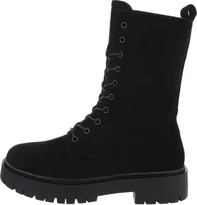 Produktbild von Ital-Design Damen Stiefeletten Plateaustiefeletten Leicht gefüttert Wildlederoptik Schnürstiefeletten 84338341 Schwarz Gr.  38