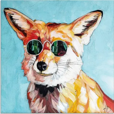 Produktbild von ARTland Glasbild Fuchs in Sonnenbrille Größe: 30x30 cm