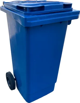 Produktbild von Mülltonne Abfalltonne Reststofftonne 120 Liter laufruhige Vollgummi-Räder blau