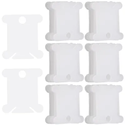 200 Garnspulen aus Kunststoff, transparent, 38,5 x 35 x 1 mm