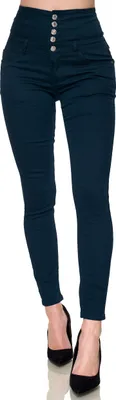 Produktbild von Elara Damen Jeans Stretch Skinny High Waist EL60-1 Dunkelblau-42 (XL)