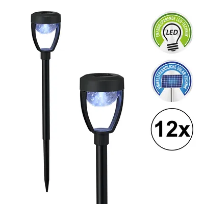 Produktbild von 12er Set Solar LED Wegleuchte 27cm, schwarz, Garten, Leuchte, Wegleuchte, Terrasse, Balkon